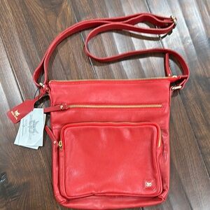 NWT Wise Owl Crossbody Bag in Bright Red with Goldtone Hardware
